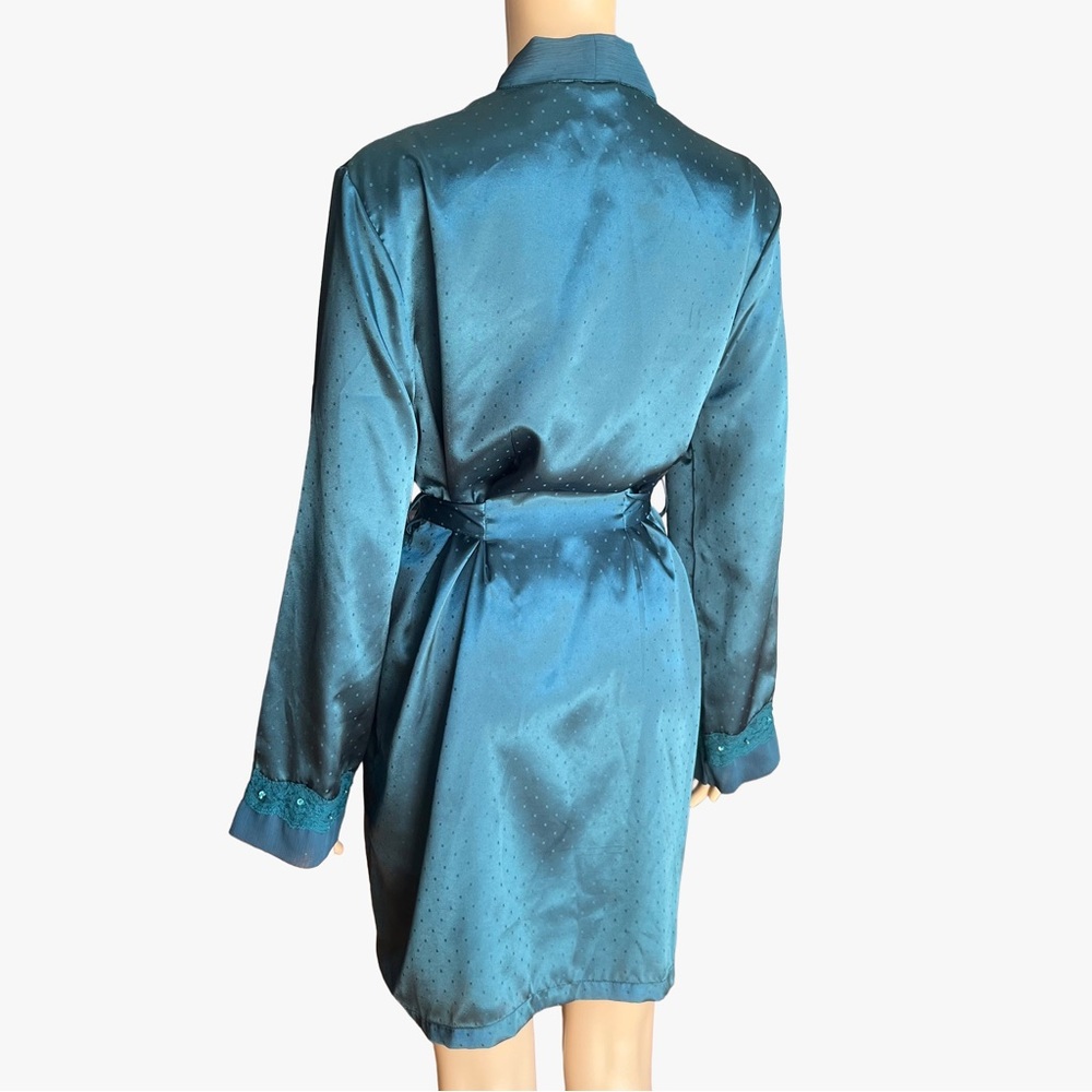 Vintage Y2K Teal Satin Robe | Jessica | Size M - Picture 6 of 9